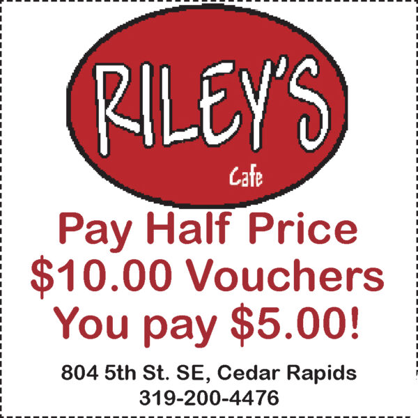 Riley's Cafe Half Off Vouchers